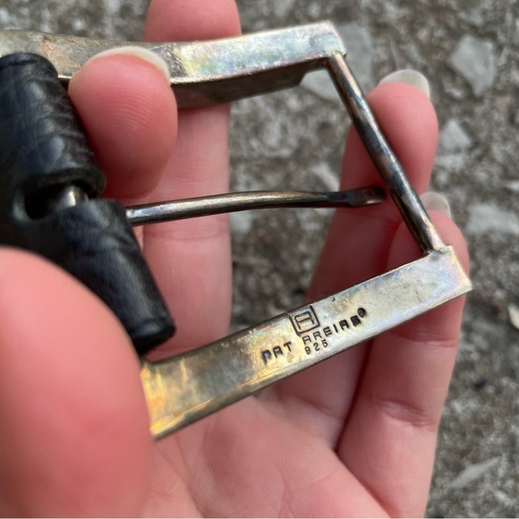 Pat Areias | Handcrafted Black Pebble Leather Belt Sterling Silver Buckle
